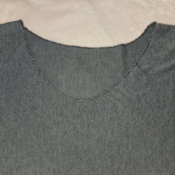 Batwing long sleeve oversized top in grey with metallic overlock seam - Picture 3 of 10